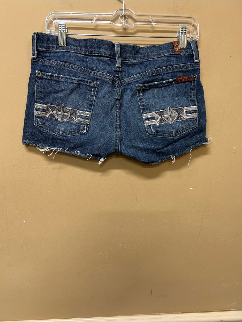 7 For All Mankind Rhinestone Back Pocket Cutoff Shorts Size 28